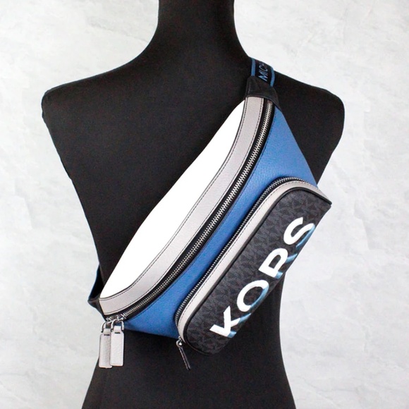 Michael Kors Men Cooper Embroidered Two-Tone Logo and Leather Crossbody Belt Bag - Picture 6 of 6